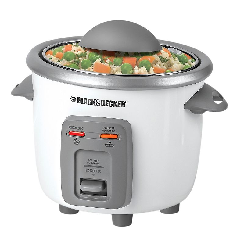 Black and Decker 3-Cup Rice Cooker, White