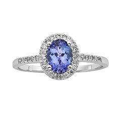 The Regal Collection 14k White Gold Genuine Tanzanite and 1/7-ct. T.W. Diamond Halo Ring by