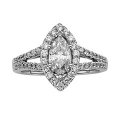 Marquise-Cut IGL Certified Diamond Halo Engagement Ring in 14k White Gold (1 1/2-ct. T.W.) by