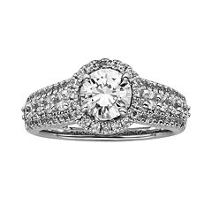 Round-Cut IGL Certified Diamond Halo Engagement Ring in 14k White Gold (2 ct. T.W.) by
