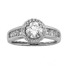 Round-Cut IGL Certified Diamond Halo Engagement Ring in 14k White Gold (1 3/4 ct. T.W.) by
