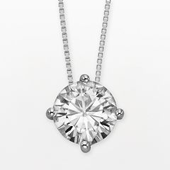 Forever Brilliant 14k White Gold Round-Cut 3 1/10-ct. T.W. Lab-Created Moissanite Pendant by