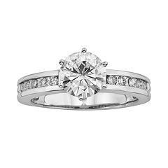 Forever Brilliant Round-Cut Lab-Created Moissanite Engagement Ring in 14k White Gold (1 7/10 ct. T.W.) by