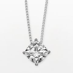 Forever Brilliant 14k White Gold Cushion-Cut 1 7/10-ct. T.W. Lab-Created Moissanite Pendant by