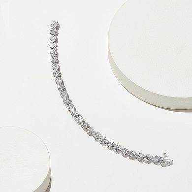 Sterling Silver 1-ct. T.W. Diamond Swirl Bracelet