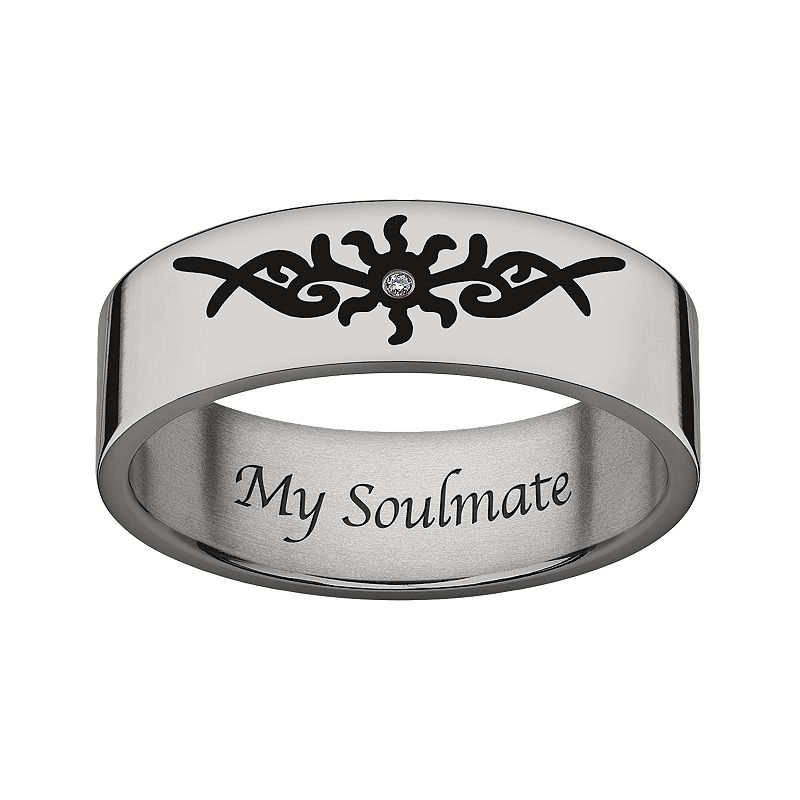 Sweet Sentiments Titanium Diamond Accent Band - Men, Size: 8, Grey
