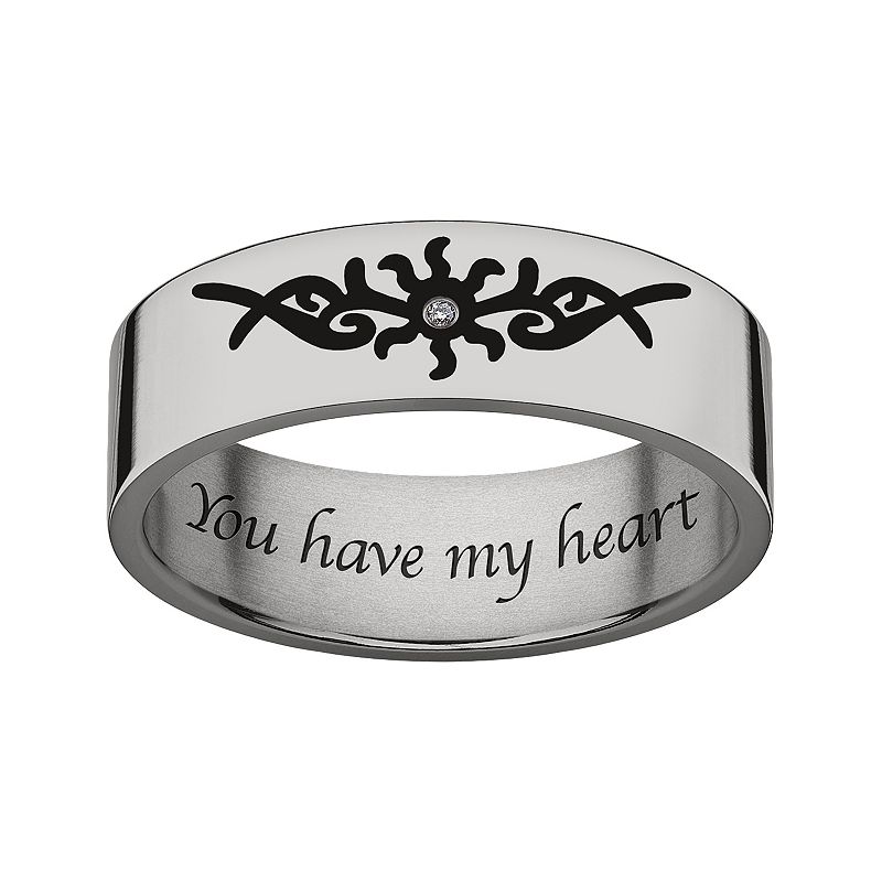 Sweet Sentiments Titanium Diamond Accent Band - Men, Size: 11, Grey