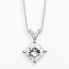 Forever Brilliant 14k White Gold 2-ct. T.W. Cushion-Cut Lab-Created Moissanite Pendant by