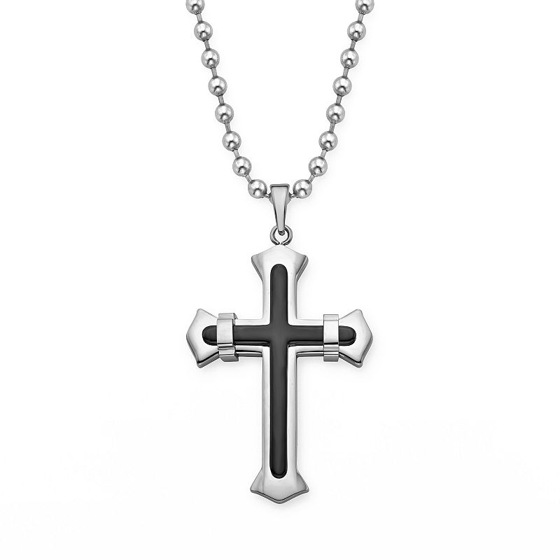 AXL by Triton Stainless Steel Black Ion Cross Pendant Men