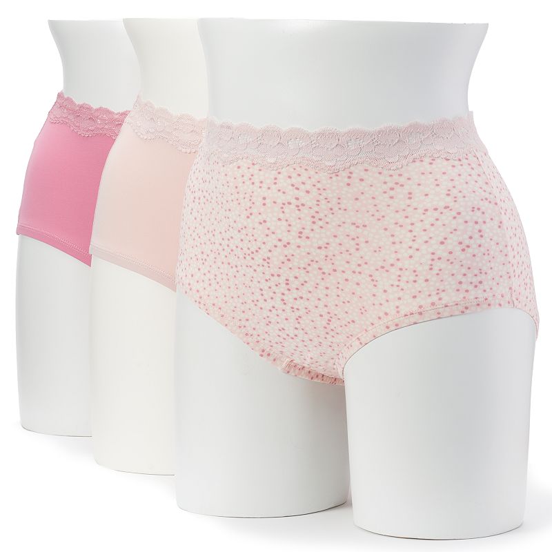 Olga Without a Stitch 3pk. LaceTrim Microfiber Briefs Women's