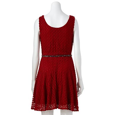 Juniors' Lily Rose Lace Skater Dress