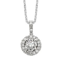 18k White Gold 1/2-ct. T.W. IGL Certified Colorless Diamond Halo Pendant by