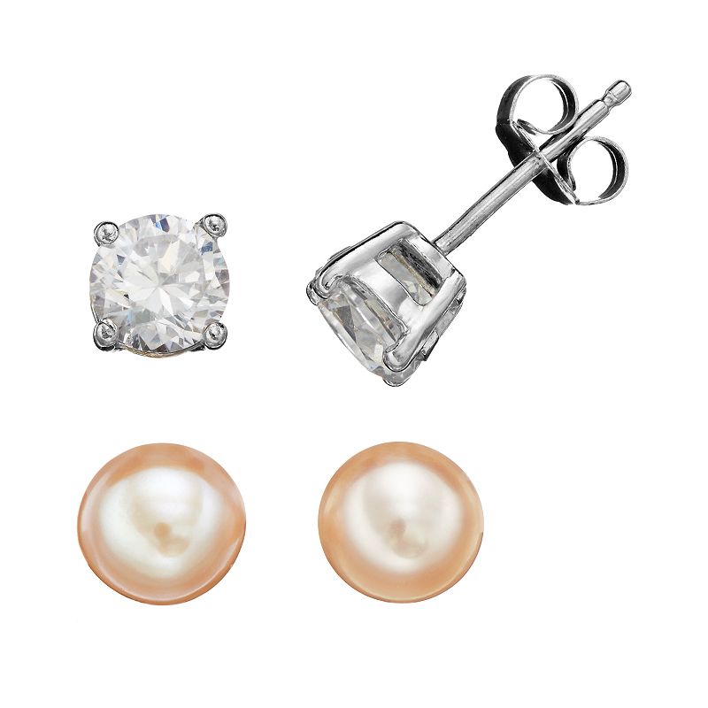 Pearl Zirconia Stud Earrings Kohl's