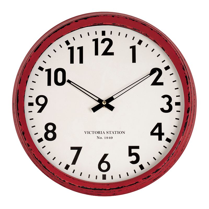 Distressed Circle 16-in. Wall Clock, Red