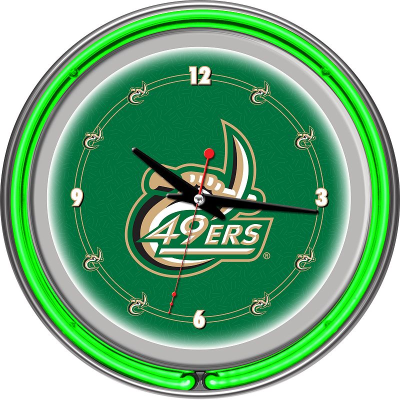 Charlottle 49ers Chrome Double-Ring Neon Wall Clock, Multicolor