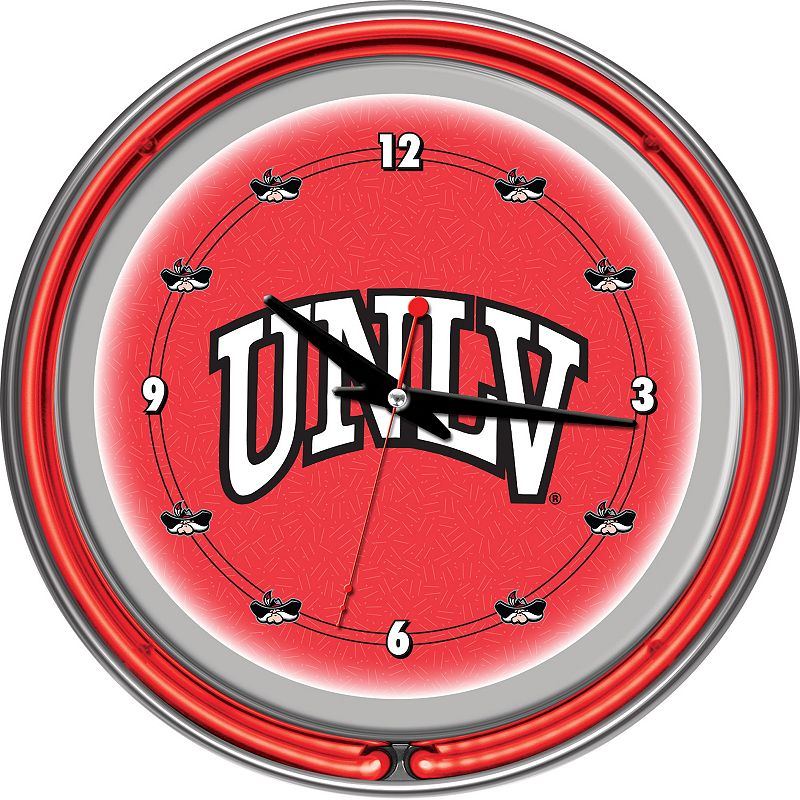 Unlv Rebels Chrome Double-Ring Neon Wall Clock, Multicolor