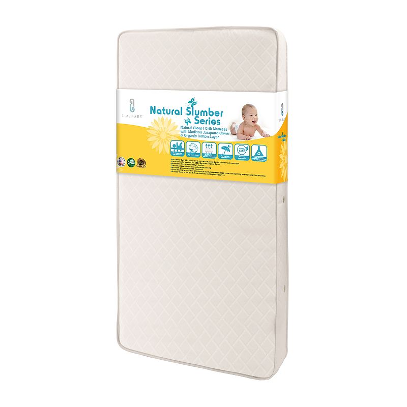 L.A. Baby Natural Sleep I Crib Mattress with Madison Jacquard Cover, Multicolor