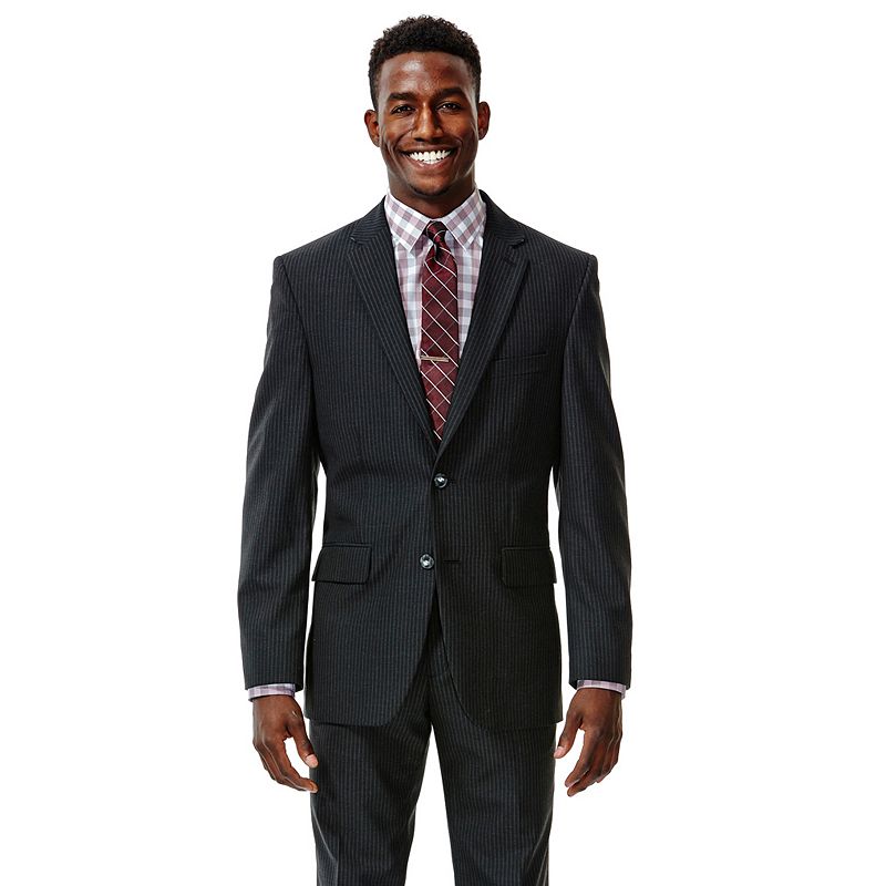 Men's Haggar® Straight-fit Shadow-striped Black Suit Jacket