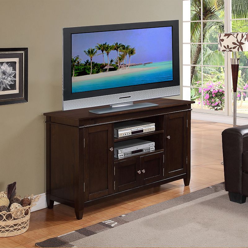 Simpli Home Carlton TV Media Stand, Dark Brown