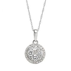 3/4 Carat T.W. Diamond 10k White Gold Halo Pendant Necklace by