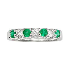The Regal Collection Emerald & 1/3 Carat T.W. IGL Certified Diamond 14k White Gold Ring by