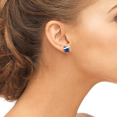 Lab-Created Sapphire Sterling Silver Stud Earrings