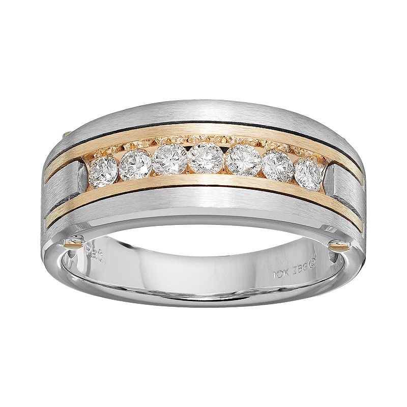 1/2 Carat T.W. Diamond 10k Gold Two Tone Wedding Ring Men