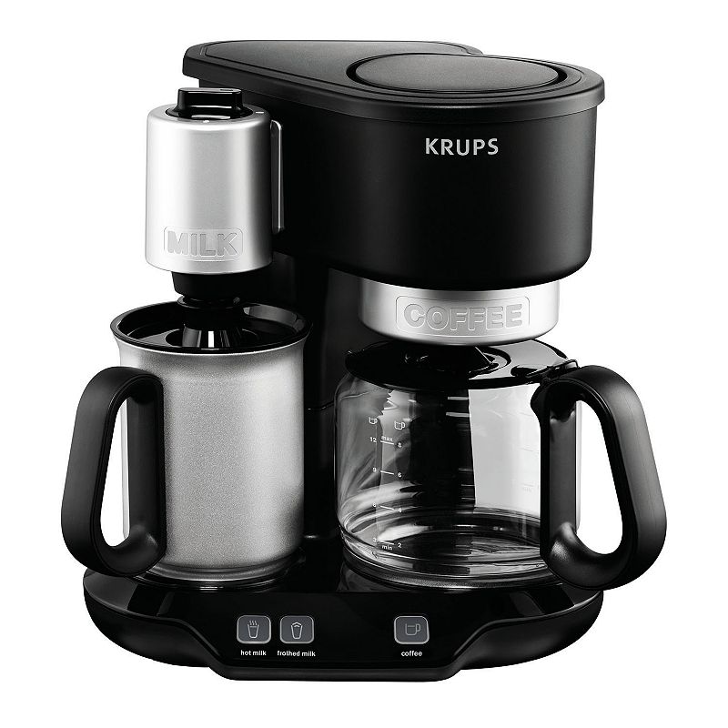 KRUPS LATTECCINO 10-CUP COFFEE MAKER WITH MILK FROTHER (BLACK)