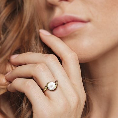 Stella Grace Freshwater Cultured Pearl 10k Gold Swirl Ring