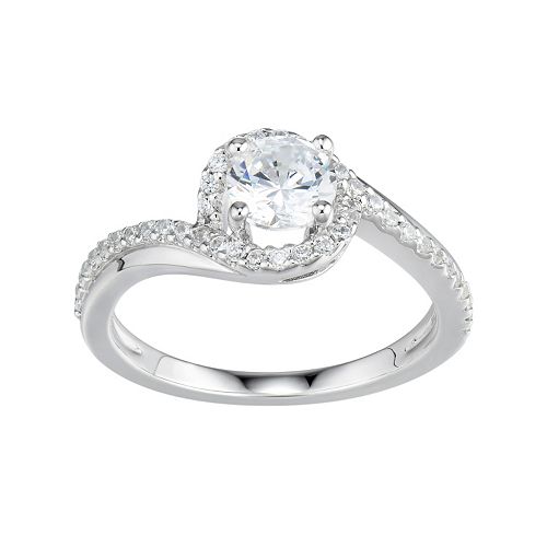 DiamonLuxe Simulated Diamond Engagement Ring in Sterling Silver (1