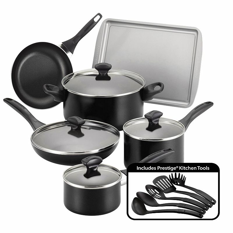 Farberware 15-pc. Color Nonstick Aluminum Cookware Set, Black