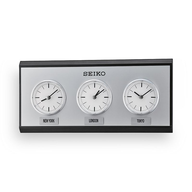 Seiko Wood World Time Wall Clock - QXA623KLH, Black