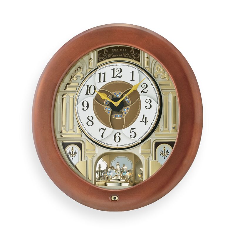Seiko Melodies in Motion Wood Wall Clock - QXM539BRH, Brown