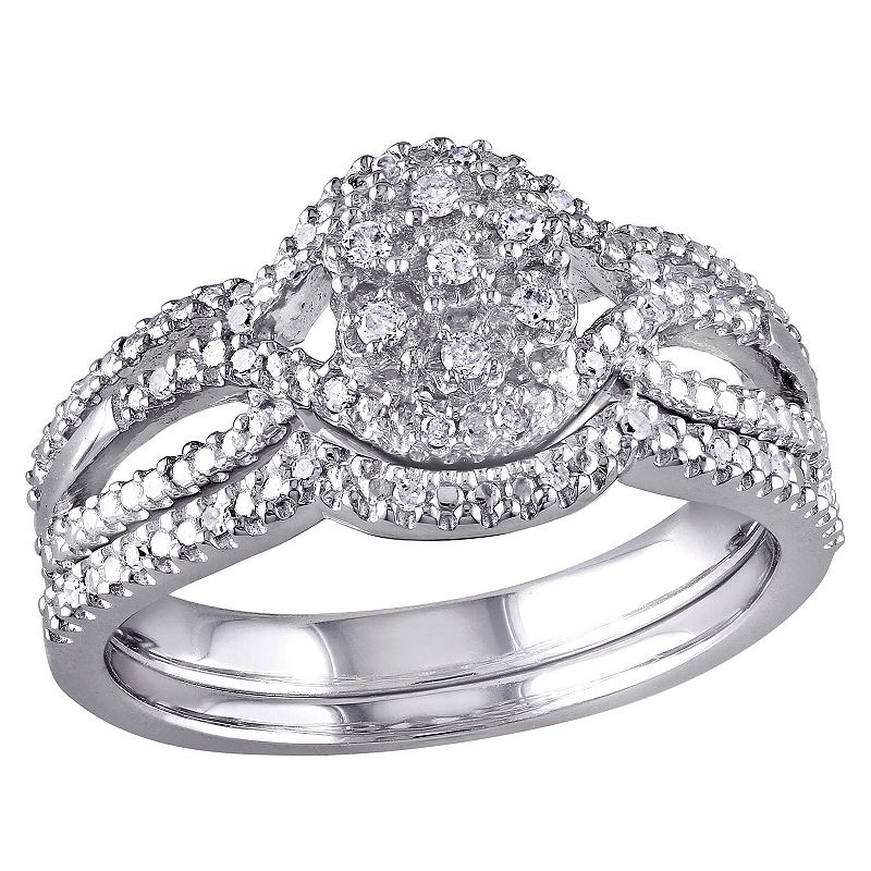 Diamond Engagement Ring Set in Sterling Silver (1/7 Carat