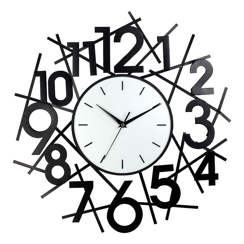 Number Metal Wall Clock, Brown