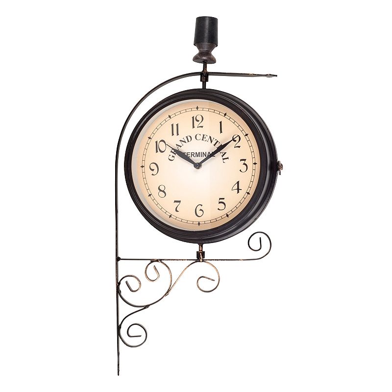 Grand Central Swirl Terminal Wall Clock - Indoor & Outdoor, Brown
