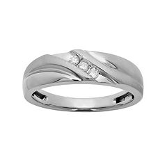 1/10 Carat T.W. 10k White Gold Wedding Band Men by