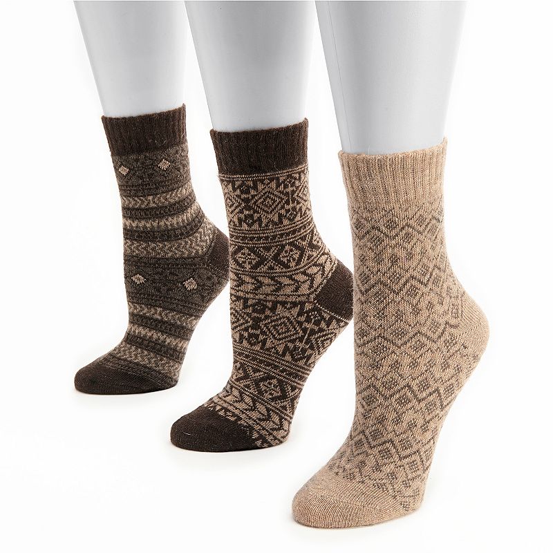 MUK LUKS 3pk. Women’s Patterned Crew Socks