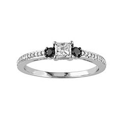 1/2 Carat T.W. Black & White Diamond 10k White Gold Ring by