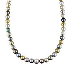 Dyed South Sea & Tahitian Cultured Pearl Necklace in 14k Gold (9-12 mm) by