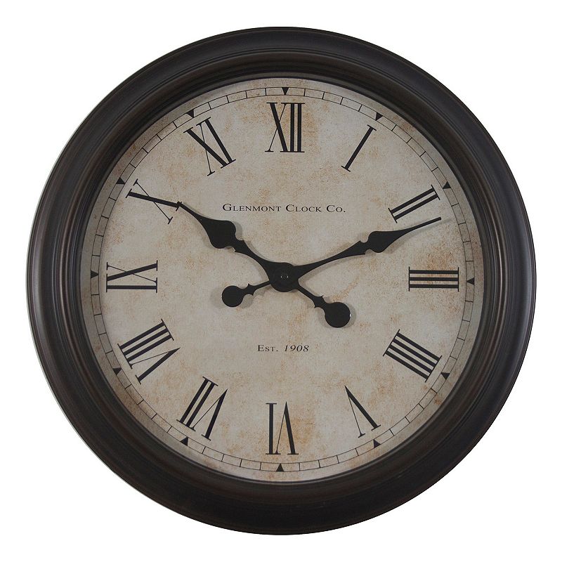 Decor Therapy Global Glenmont Wall Clock, Brown