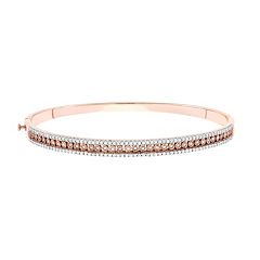 1 Carat T.W. Diamond 18k Rose Gold-Plated Bangle Bracelet by