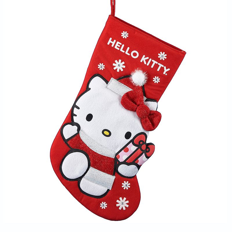 Kurt Adler Hello Kitty Christmas Stocking, Multicolor