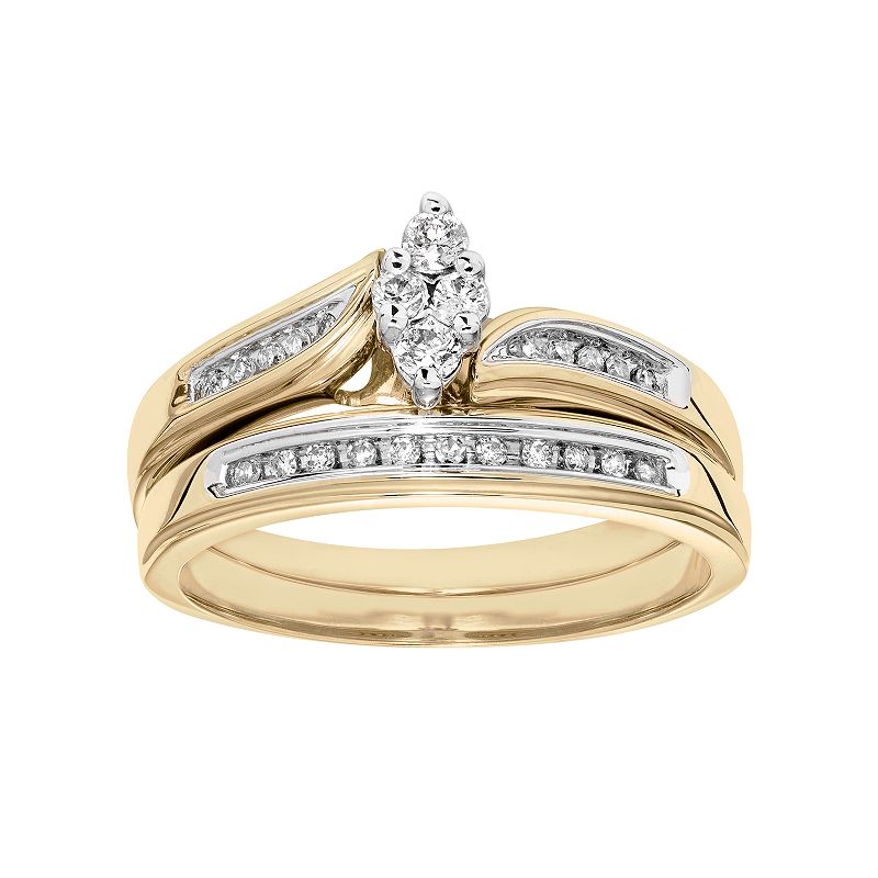 Cherish Always Certified Diamond Marquise Engagement Ring Set in 10k