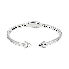 White Topaz Sterling Silver Spike Hinged Cuff Bracelet by