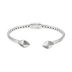 White Topaz Sterling Silver Hinged Cuff Bracelet by
