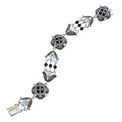 Tori Hill Blue Topaz, Lapis Lazuli & Marcasite Sterling Silver Bracelet by