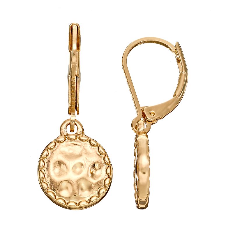 Napier Hammered Disc Drop Earrings
