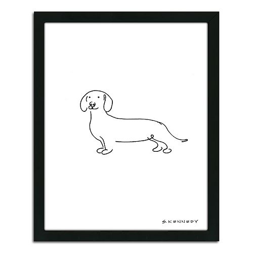 Line Drawing Wall Art : Dachshund line drawing framed wall art