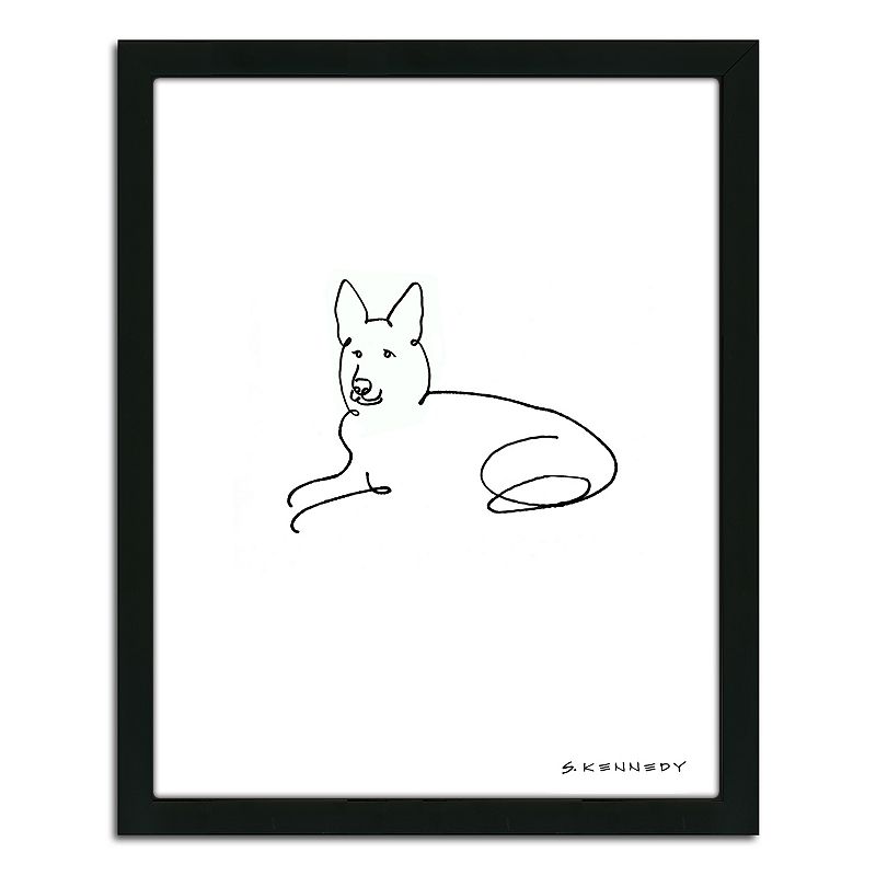 Line Drawing Wall Art : German shepherd line drawing framed wall art dealtrend